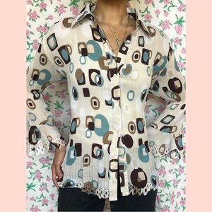 Multicolor Geometric Dress Barn Blouse